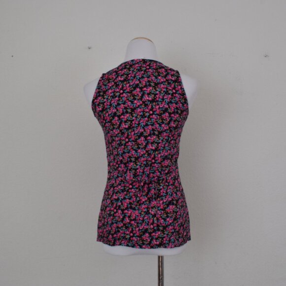 Vintage 90s Dark Floral Rayon Button Down Blouse size S - Picture 3 of 11